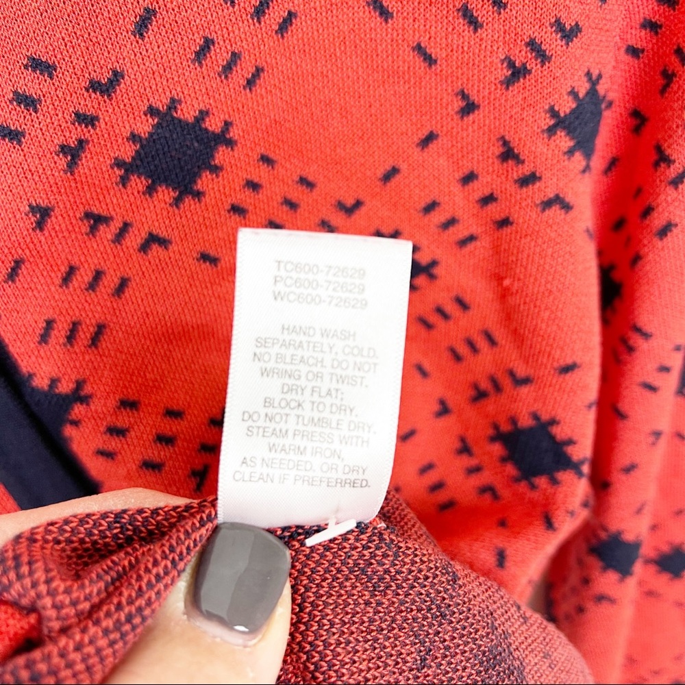 Pendleton Red Navy Printed Silk Cardigan - image 6